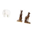 thumbnail image 4 of Colección de figuras de animales de cerámica: y gato, con almohadillas antideslizantes. Sujetalibros decorativos, soportes para estanterías,, 4 of 7