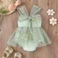 thumbnail image 6 of Huowey Kids Girls Sleeveless Floral Embroider Tulle Backless Romper Bodysuits Fashionable Dailywear, 6-9 Months, 6 of 8
