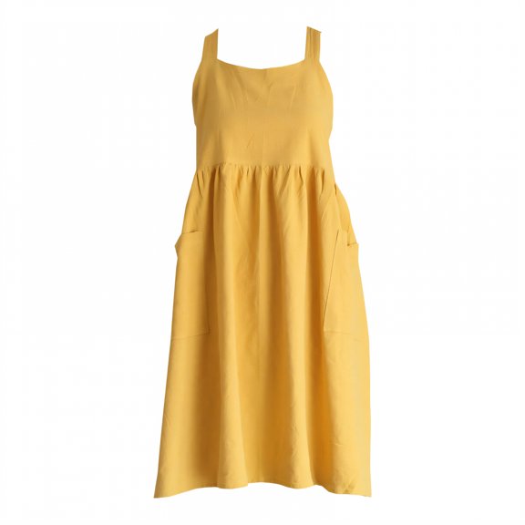 AUQ Aprons for Women with Pockets,Well-Fitted Waterproof Apron,Stable Shape Gardening Apron,Yellow