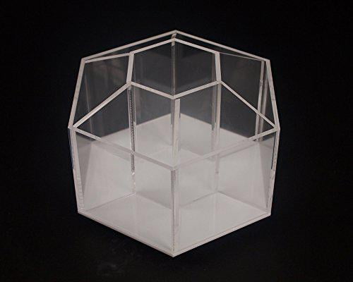 clear rotating desktop organizer - 7 compartment hexagon acrylic desk and table top stationary sorter - stylish holder for office supplies, pens, pencils and more - by designstyles