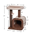 thumbnail image 5 of Catry 23" Cat Condo Brown & Beige Small Cat Tree with Scratching Post Play House Indoor Multi-Level Climbing Cat Furniture w/ FREE Cat Teaser, 5 of 10
