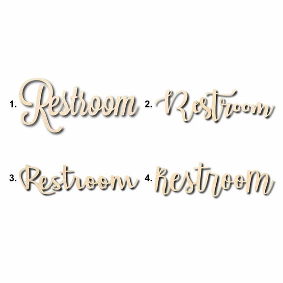 Restroom Sign Unfinished Wood Cutout Home Decor DIY Option 4- 16" Wide / 1/8"