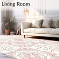 thumbnail image 2 of ODIKA 8'x10' Machine Washable Non-Slip Area Rug, Abstract Medallion Lattice with Nordic Botanical Flourish High Traffic Rug with Pad, Pink, 473037, 2 of 8