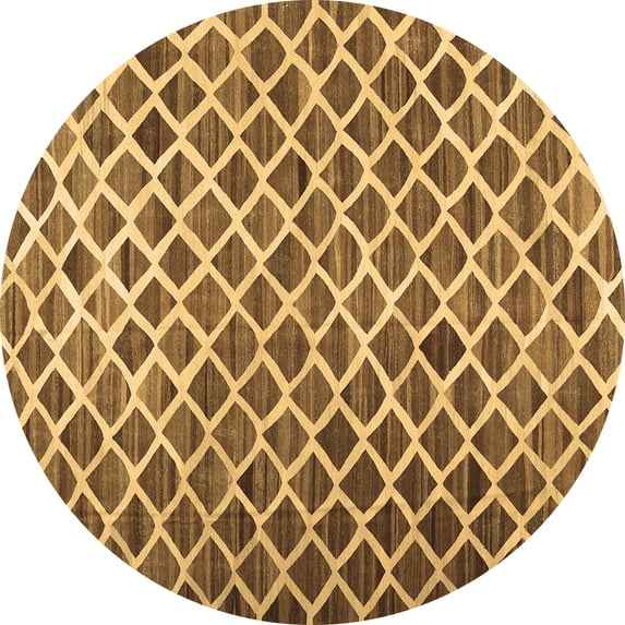 Ahgly Company Indoor Round Abstract Brown Contemporary Area Rugs, 3' Round