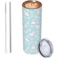 thumbnail image 4 of Cartoon Cows White Chamomile Stainless Steel Slim Insulated Water Bottles Tumbler with Lid and Straw, Leak Proof Water Bottles for Kids Girls Boys Men Women, 4 of 6