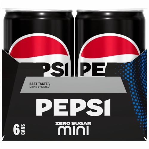 Pepsi Zero Sugar Cola Soda Pop Mini Cans 6 ct / 7.5 fl oz - Pack of 2