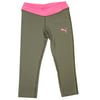 PUMA Youth Yoga Pants - Capri Length Leggings Grey/Pink Medium
