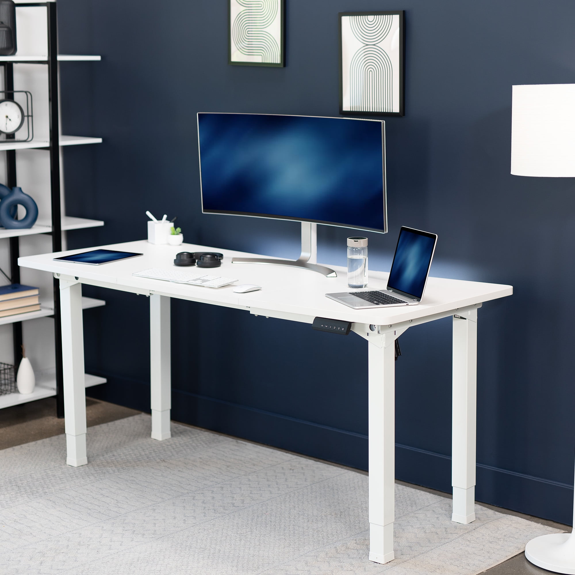 VIVO Electric 71” x 30” Standing Desk, White Table Top, White Frame