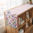 thumbnail image 6 of Table Runners 90 Inches Long Dress Scarves, Pink Flowers Farmhouse Coffee/Dining/Kitchen Table Runner for Living Room, Spring Floral Butterfly Leaves Plants Rustic Plaid 13x90 Inch, 6 of 9