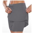 thumbnail image 4 of GIPQJK Womens Active Skort Athletic Stretchy Elastic Waist Skorts Skirts Fake Two Piece Trouser Folwy Soild Color Tennis Skirt for Running Trainning Sports Golf,Gray S, 4 of 5