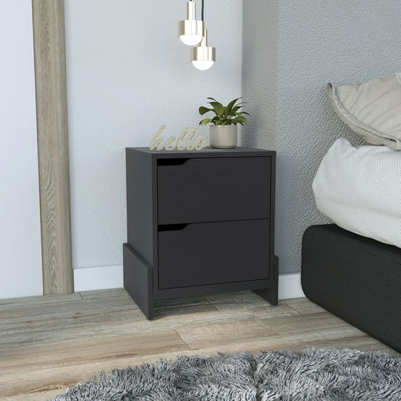 Luss Nightstand, Bedside Table with 2-Drawers: Modern Design, Ample Storage, Elegant Style
