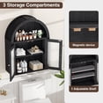 thumbnail image 5 of Arched Bathroom Cabinet, Wall Mounted Bathroom Cabinet with Tempered Glass Doors and Adjustable Shelf, for Kitchen, Living Room, Laundry Room, Restroom, Black, 5 of 18