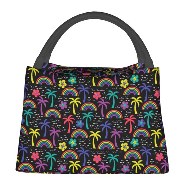 Balery Colorful Palms Bolsa de Aislamiento Portátil – Bolsa de Almuerzo con Forro de Aluminio Mejorado, Funda Impermeable y Fácil de Limpiar para Picnic y Caja de Almuerzo