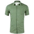 thumbnail image 1 of Chemise à Manches Courtes pour Hommes avec Impression Numérique 3D, Poche à Carreaux, Boucle, Col à Revers, 1 of 3