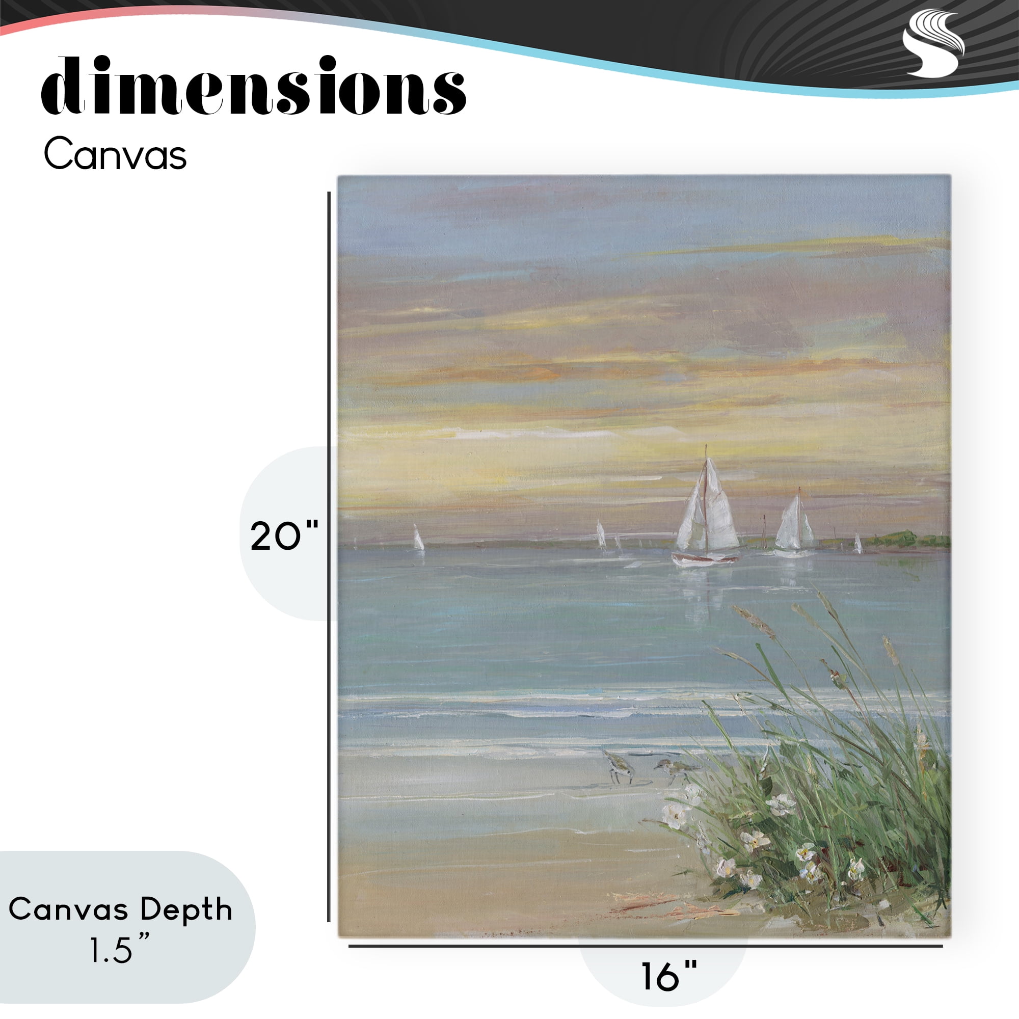 Stupell Industries Sailboats Beyond Sandy Shore Canvas Wall Art, design by Sally Swatland