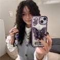 thumbnail image 4 of Compatible with iPhone 13 /iPhone 14 Case with Luxury Clear Cute Butterfly Plating Fashion Design for Girls Women Soft TPU Bumper Lens Protection Cover-Purple, 4 of 10