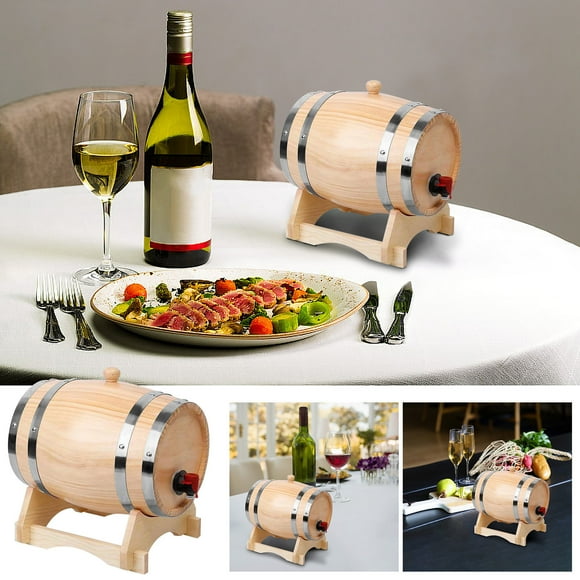 jovati 1L Wine Barrel Wooden Keg Whiskey Dispenser, Unique Wood Miniature Whiskey Barrel for Aging Cocktails Wine Rum Beer Tequila