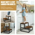 thumbnail image 4 of Wood and Metal 2 Step Stool for Adults & Kids – Heavy Duty Step Stools, 500 Lbs Capacity Non-Slip Stepping Stool for High Beds, Kitchen, Bathroom, Closet, Durable Foot Stool for Home Use Brown, 4 of 7