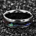 thumbnail image 4 of 8mm Abalone Shell Tungsten Rings for Unisex Silver Wedding Bands Faceted Edge Size 7-14, 4 of 6