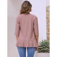 thumbnail image 4 of DARING DIVA Womens Open Front 3/4 Sleeve Draped Ruffles Eyelet Cardigans M Pink, 4 of 6