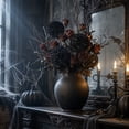 thumbnail image 4 of 2 Sticks Halloween Black Artificial Flowers,Gothic Silk Rose Bouquet with Long Stems,Fake Floral Arrangement for Home Table Vase Centerpiece Decor, 4 of 6