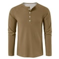 thumbnail image 6 of Lumtrix Mens Waffle Henley Shirts Long Sleeve T Shirts Casual Fall T-Shirt Lightweight Button Down Crewneck Sweatshirt Pullover Light Brown XL, 6 of 8