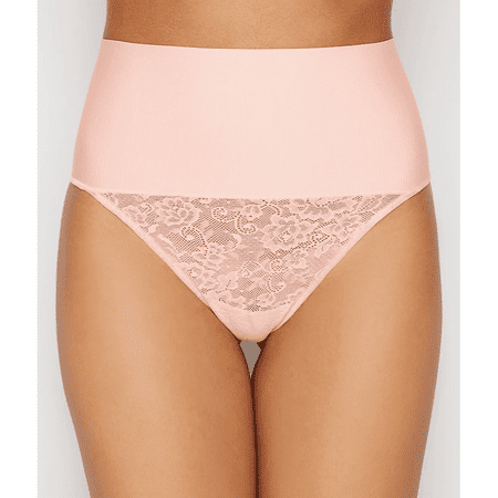 

Maidenform Tame Your Tummy Lace Shaping Thong with Cool Comfort® Fabric Pink Pirouette XL Women s