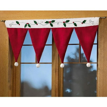 2019 New Year Santa Claus Hats Curtains Window Valance christmascurtain Christmas Decorations Christmas Curtain Decor Ornaments Red