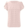 thumbnail image 5 of vigerkar Women's Summer Swiss Dot Chiffon Blouses V Neck Short Sleeve Tops Casual Loose T-Shirts Pink, XL, 5 of 6
