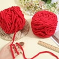 thumbnail image 3 of 4 Rolls 240M Thick Chenille Yarn Red Bulky Crochet Yarn Polyester Fluffy Jumbo Plush Soft Giant Thick Fuzzy Yarns for Crocheting Knitting Handmade Amigurumi Weaving Thick Blanket DIY Craft Red, 3 of 6