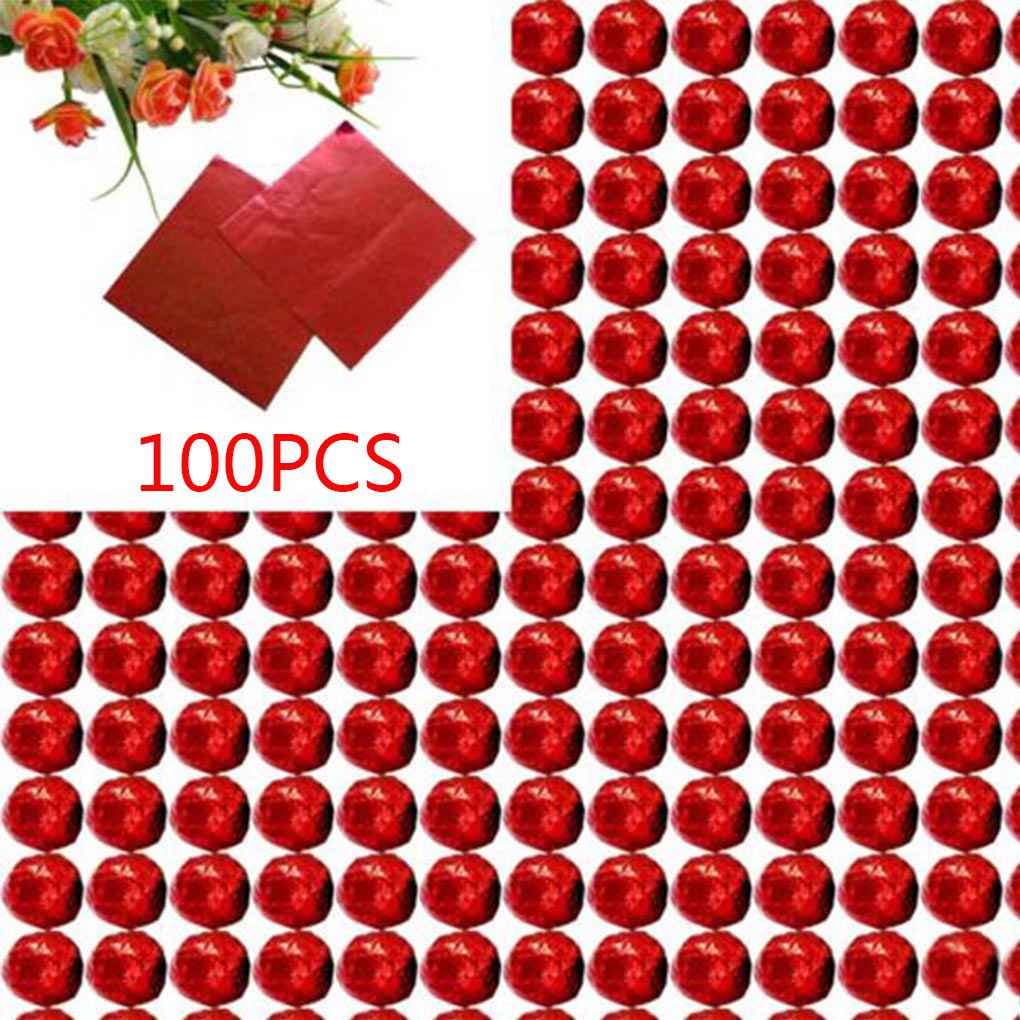 100pcs Square Aluminum Foil Wrappers Colorful Package for Sweets Candy Chocolate Lollipops