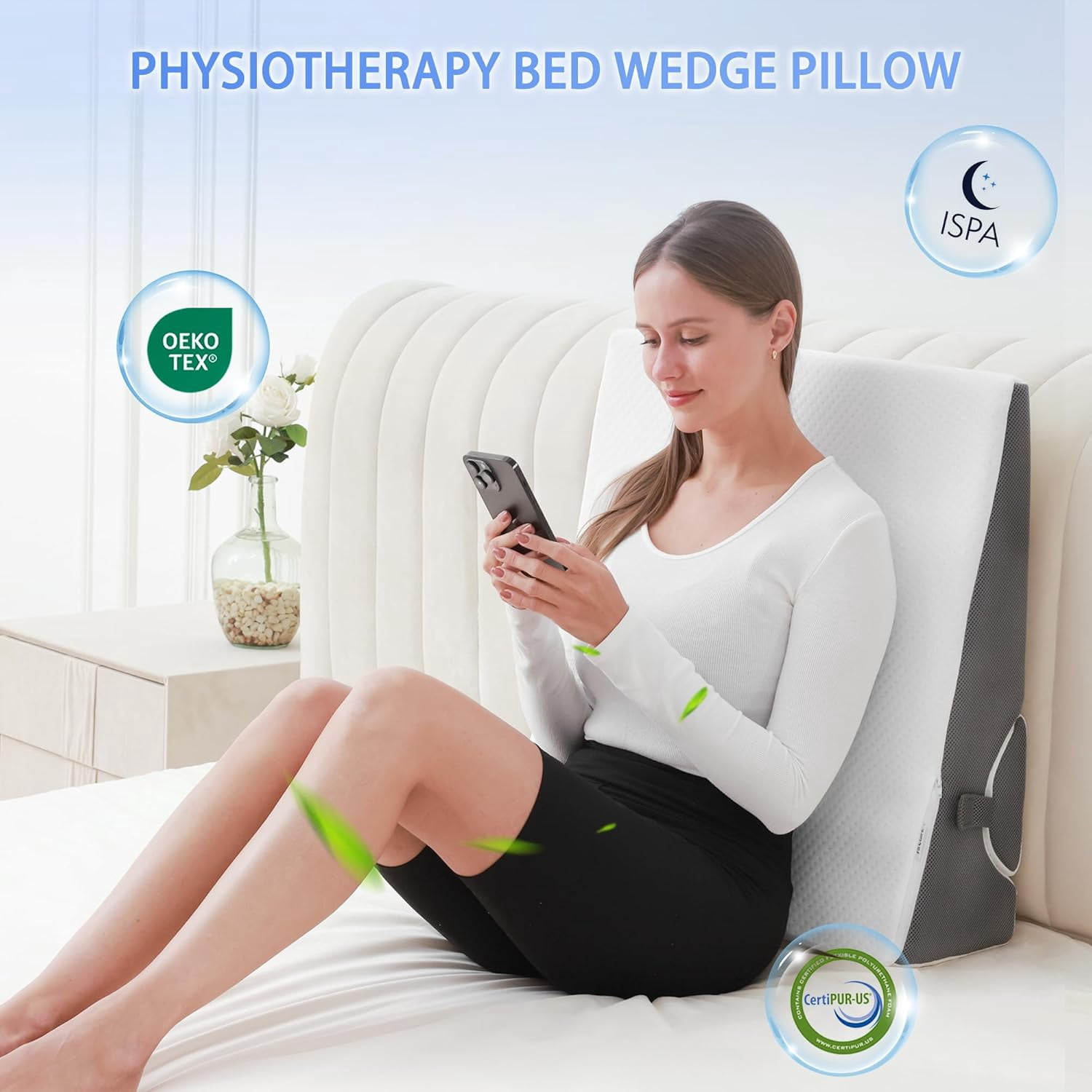 16-in-1 Adjustable Bed Wedge Pillow for Sleeping Memory Foam Triangle Pillow for Acid Reflux, Post-Surgery Recovery, Snoring, and Back Pain Relief