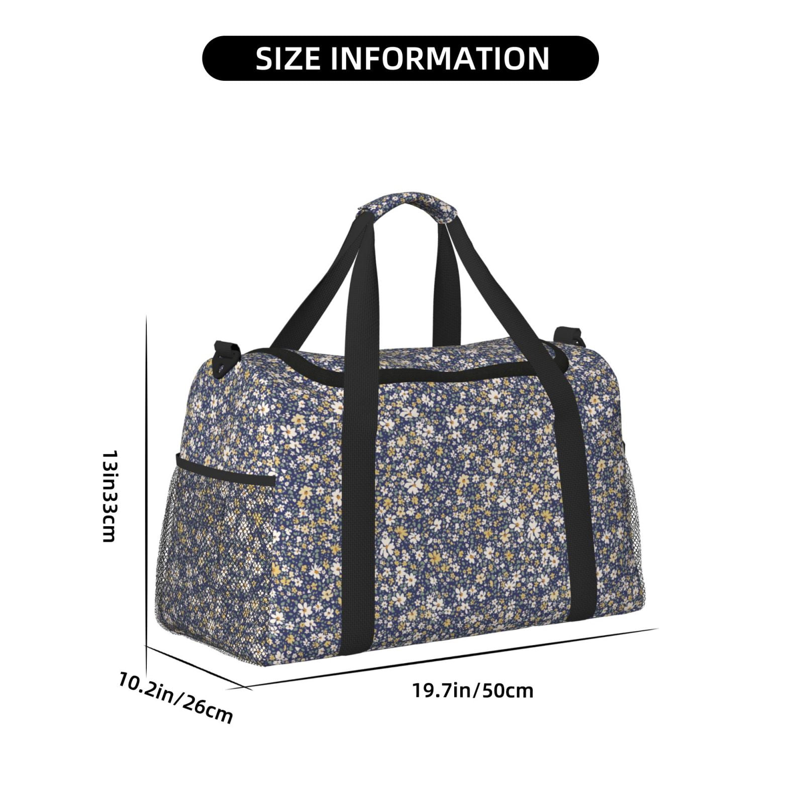 Fuzoiu Daisies Flowers Print Travel Duffle Bag,Carry On Tote Bags,Duffel Bag,Sport Gym Bag, Hospital Bag for Labor and Delivery, Overnight Bag,Luggage Bag
