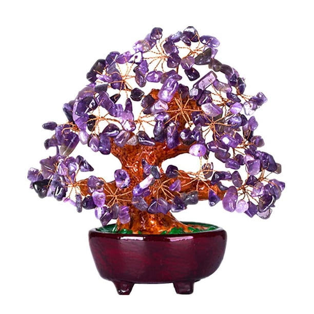 Advancent Mini Crystal Money Tree Bonsai Style Purple Decor Home Office Tree Feng Shui Type3 NO3