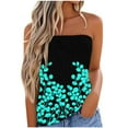 thumbnail image 2 of Dyegold Womens Tops Dressy Casual Summer Strapless Tube Tops for Women Butterfly Floral Sleeveless Casual Pleated Flowy Crop Tunic Blouses Shirt, 2 of 5