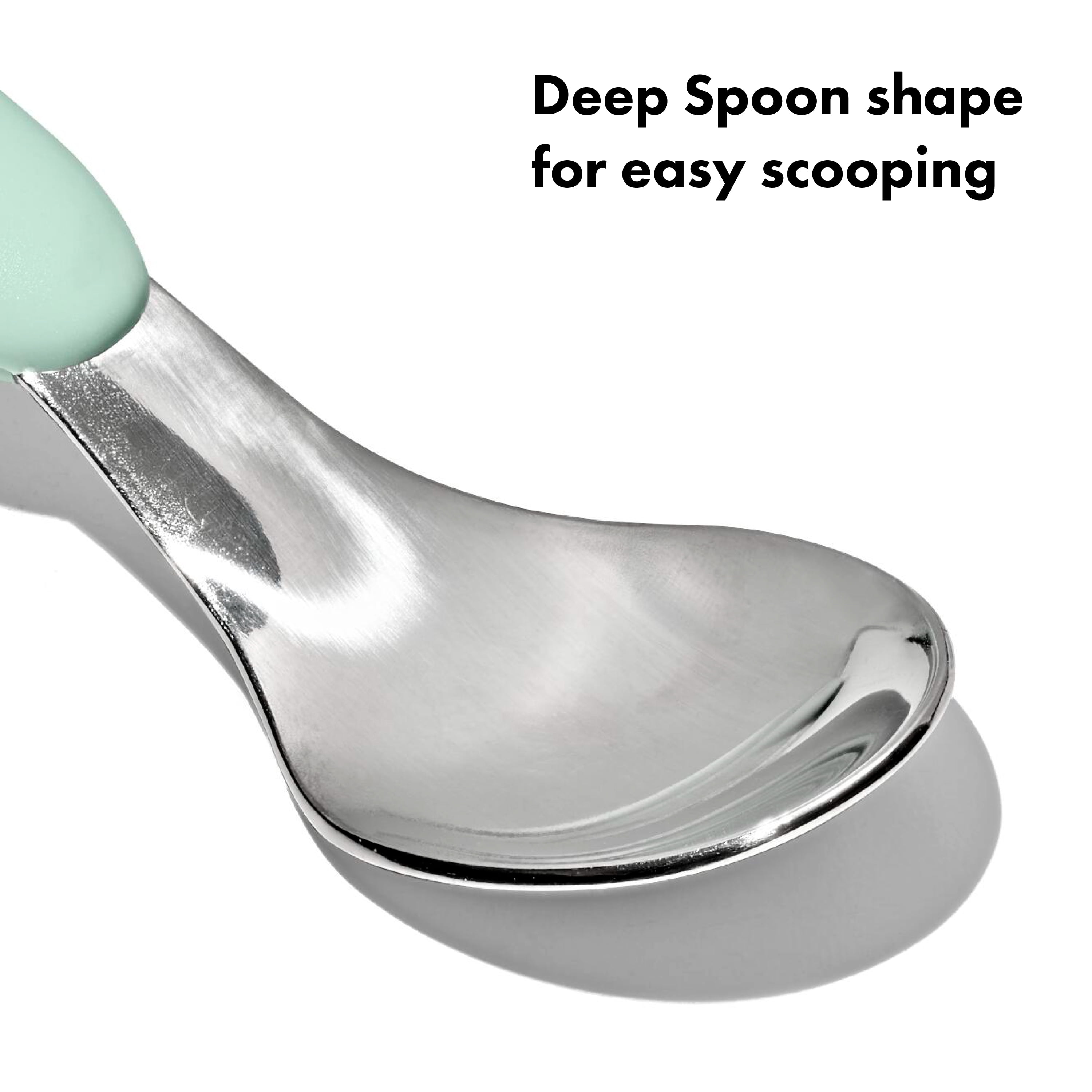 OXO Tot Toddler Stainless Steel Fork and Spoon 2-Piece Set, for 12+ Months, Opal