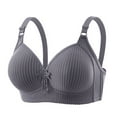 thumbnail image 2 of Amidoa Large Bust Bras for Older Women Push-up Wire-Free Gray Full-Figure Striped Bra Women's Lingerie XL, 2 of 6
