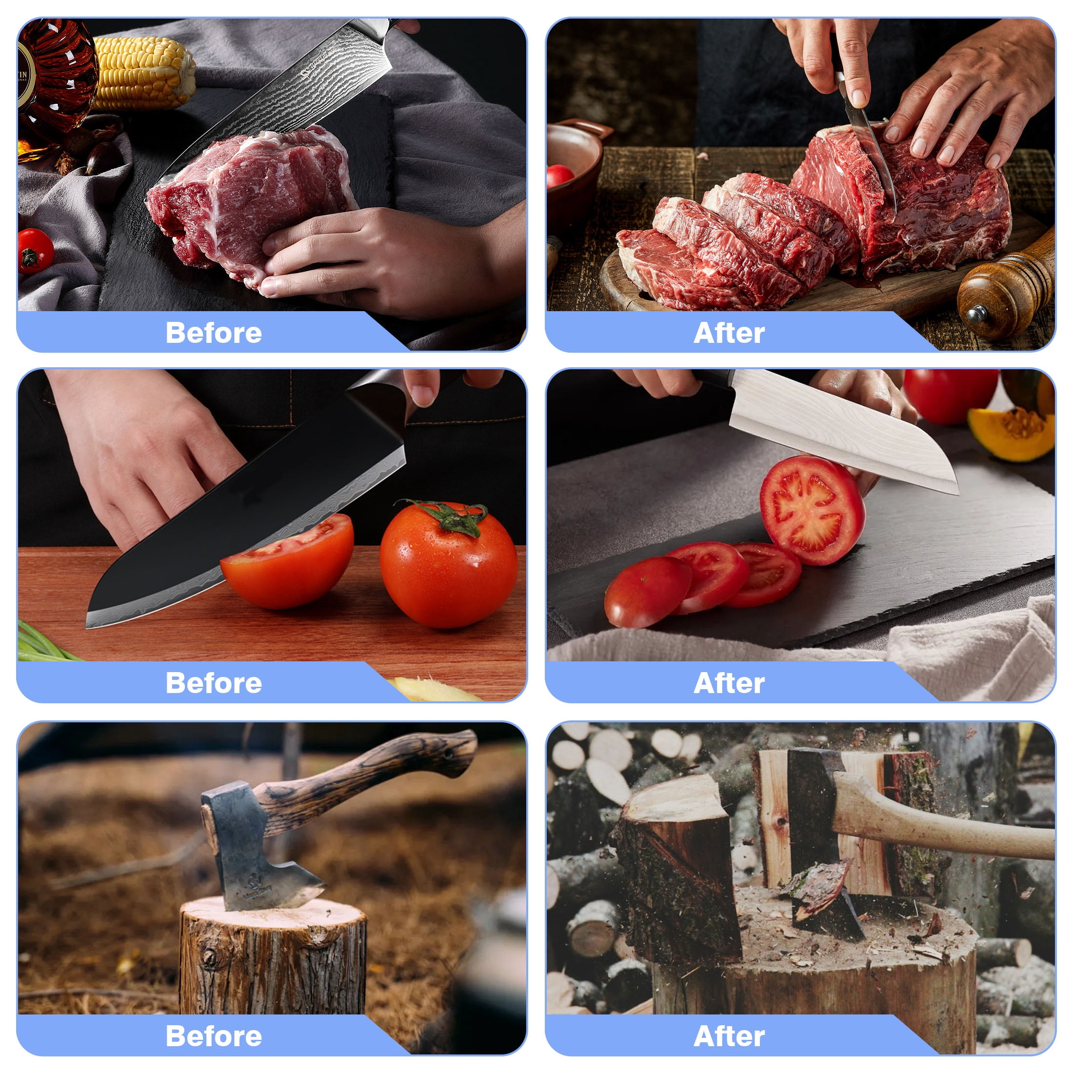 LA BELLEFEE Double Sided Sharpening Stone Grit with Non-Slip Base, Knife Sharpener Stone Set for Kitchen Knives, Pocket & Outdoor Knives, Scissors, Tools