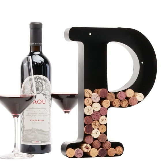 Decomil Wine Cork Holder (A-Z) (Letter P) | Decorative Wine Letters Cork Holder (P) | Wall Art Cork Holder Decor (P)