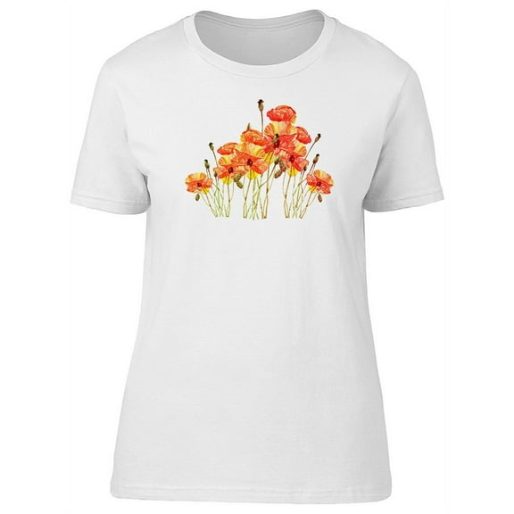 Red Poppies Field Flowers T-Shirt Women -Image by Shutterstock, Female x-Large