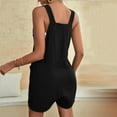 thumbnail image 6 of Aligament Jumpsuits for Women, Women's Tie Shoulder Overall Shorts Scoop Neck Romper Jumpsuit with Pocket, Black L, 6 of 8
