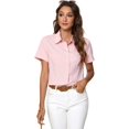 thumbnail image 4 of ORUYROP Chemise Boutonnée Basique Simple à Manches Longues/courtes pour Femmes, Chemisier/robe Officiel pour Dames, 4 of 6