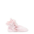 thumbnail image 3 of Burt's Bees Baby Booties, Soft Sole Crib Shoes with Adjustable Snap Closure, Pink Stripe, Infant Size, 3 of 5