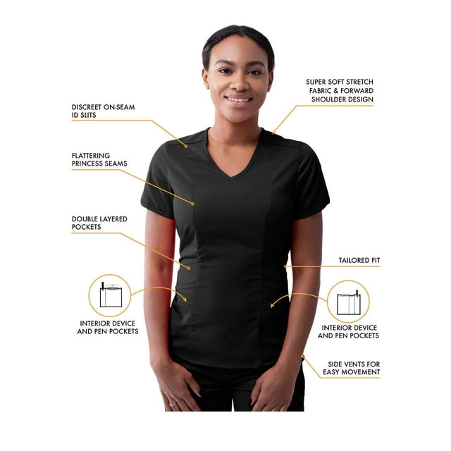 Adar Pro Modern Athletic Scrub Set For Women - Modern V-Neck Scrub Top & Yoga Jogger Scrub Pants