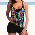 thumbnail image 1 of Acyse 2025 Womens Bikinis Clearance Juniors Tie Dyed Split Flat Corner Pants Swimsuit Split Swimsuit Set, 1 of 3