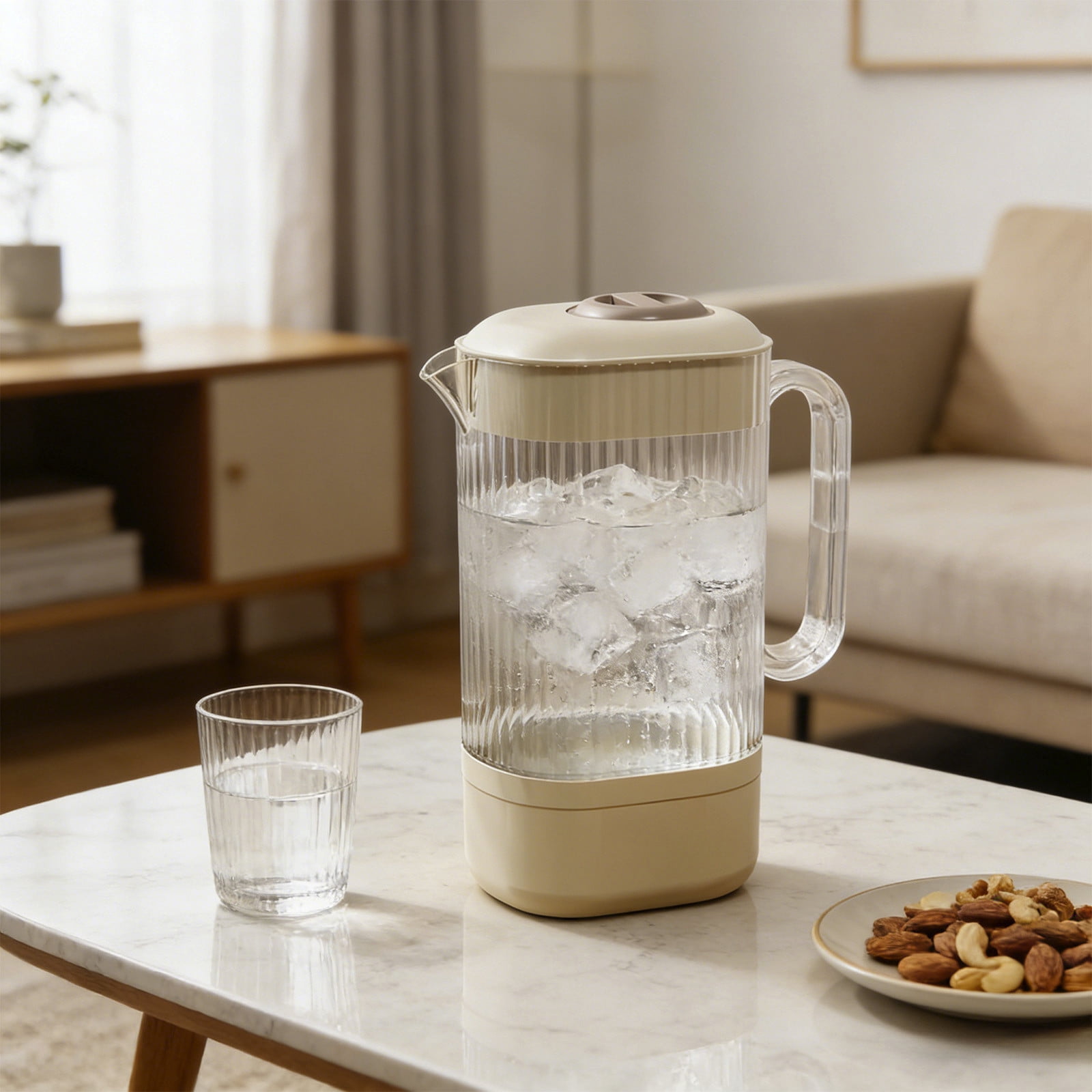 Fufafayo Cold Water Kettle 2300ml, Plastic Striped Pitcher for Iced Tea and Milk, Transparent Beverage Dispenser for Restaurant, Bar, Kitchen, Party, Large Capacity Drink Jug for Hot and Cold