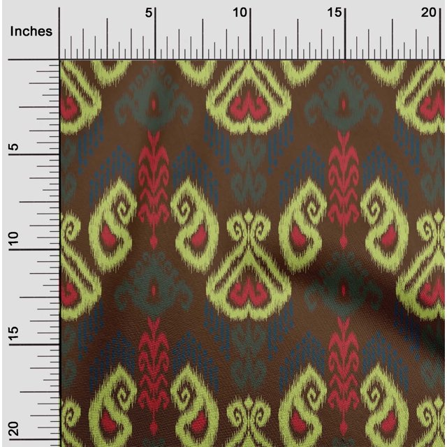 oneOone Tissu Polyester Lycra Tourbillon & Paisley Ikat Imprimés au Mètre 56 Pouces de Large