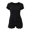 thumbnail image 5 of Harpily Womens Pajama Set Pattern Print Short Sleeve Crew Neck Top and Relaxed Wide Leg Shorts Home Rest and Vacation Outfit L, 5 of 5