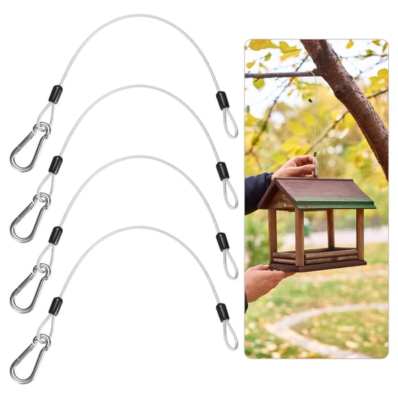 4Pack 30cm Stainless Steel Cable Chain Wire Bird Feeder Hanger with Clip Clear