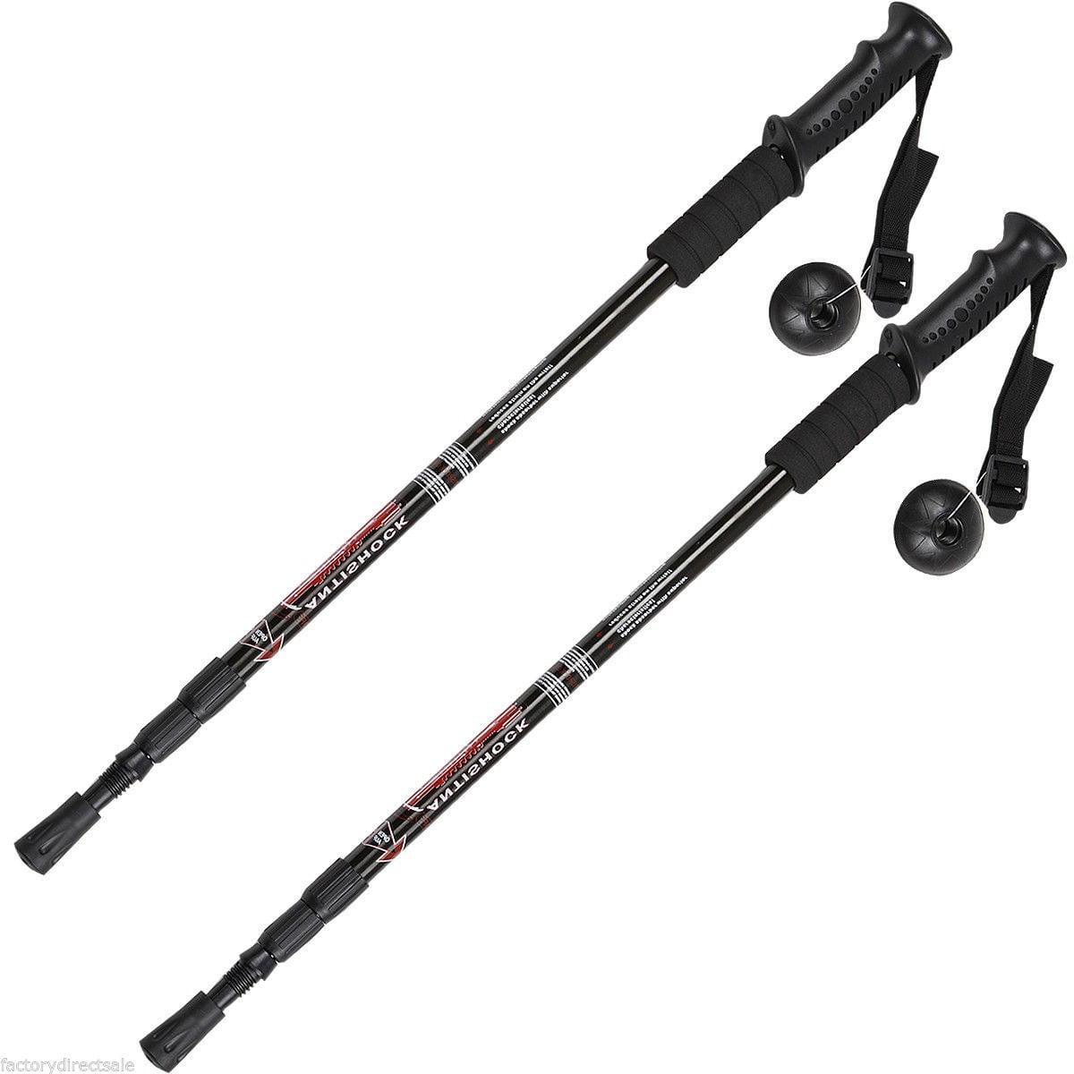 Pair 2 Trekking Walking Hiking Sticks Poles Alpenstock anti-shock 65-135cm Black 